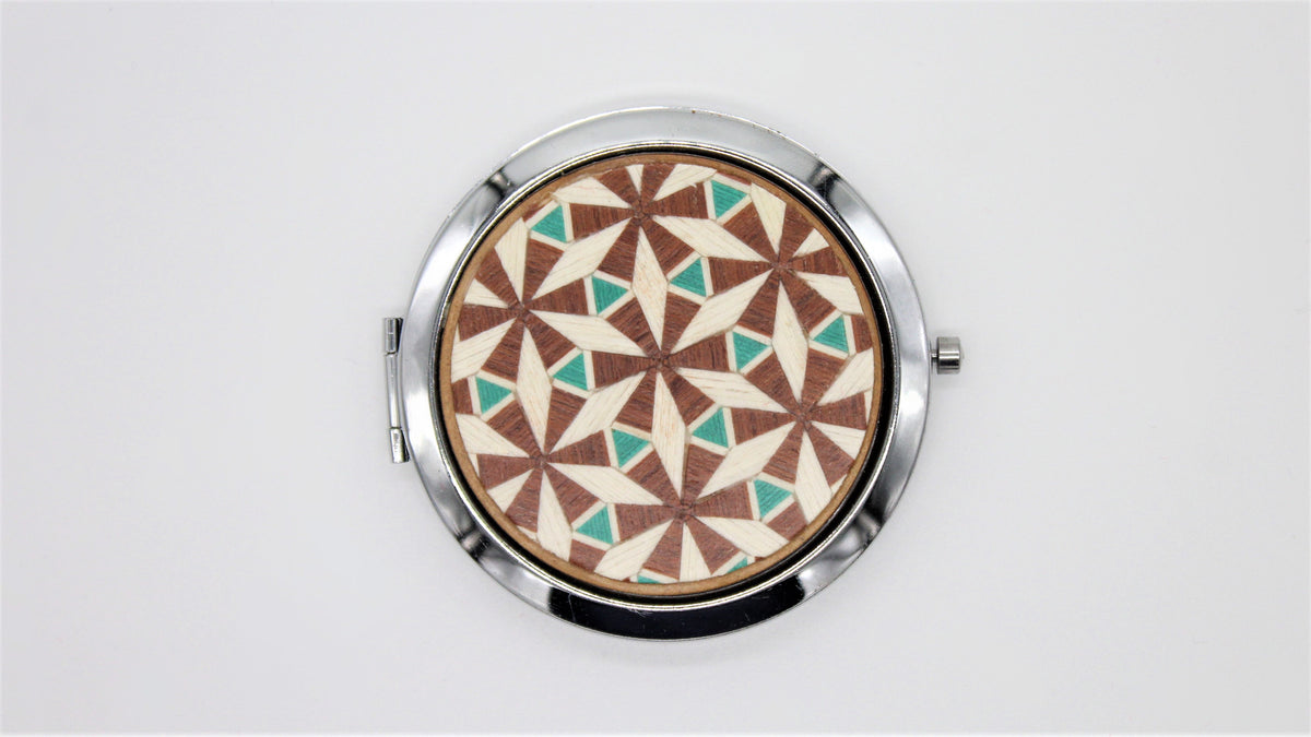 Espejo de bolsillo mosaico marróm