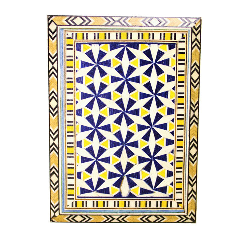 Rectangular jewelry box yellow/blue mosaic (12cm)