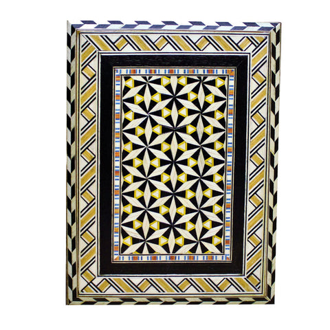 Estuche rectangular mosaico negro y amarillo 20cm