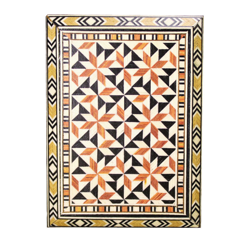 Rectangular jewelry box black/coral mosaic (12cm)
