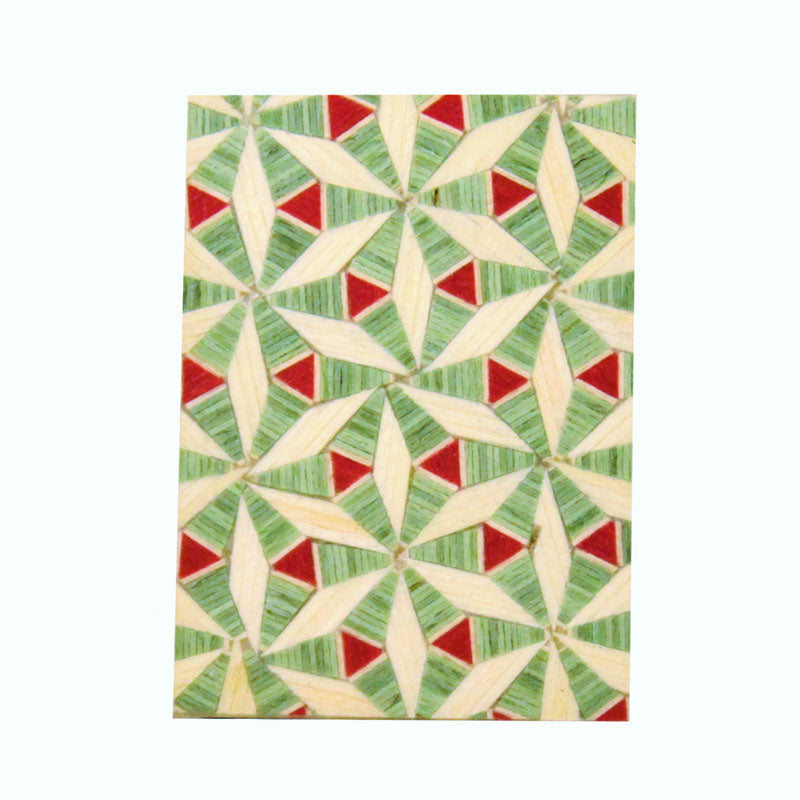 Caja para cerillas taracea mosaico verde y rojo