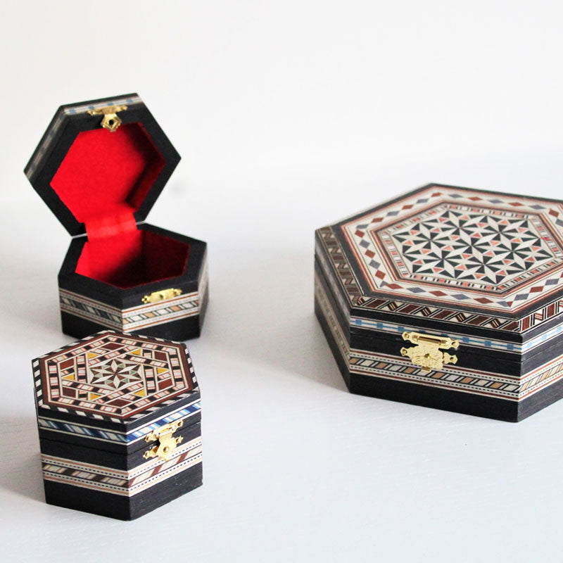 Hexagonal jewelry box 12x12 black