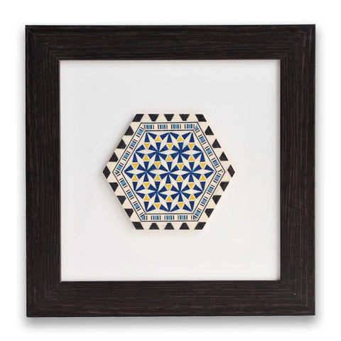 Blue and yellow mosaic inlaid decorative picture