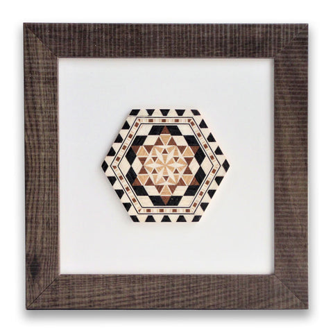 Cuadro decorativo en taracea mosaico marrón