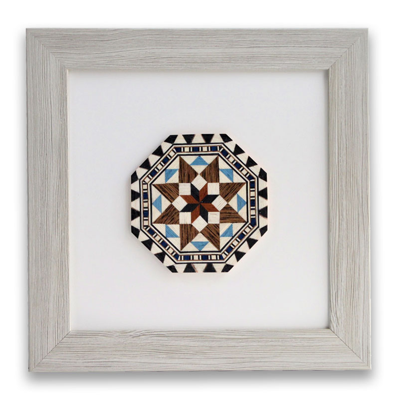 Decorative picture in blue octagonal inlay