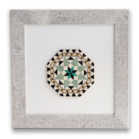 Decorative picture in green octagonal inlay