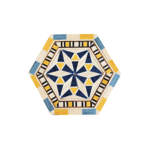 Imán nevera hexagonal estrella amarilla y azul