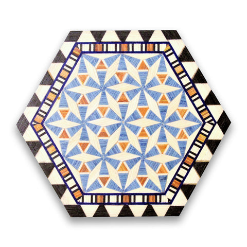 Blue mosaic hexagon coaster