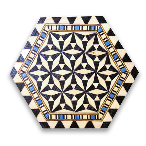Black mosaic hexagon coaster